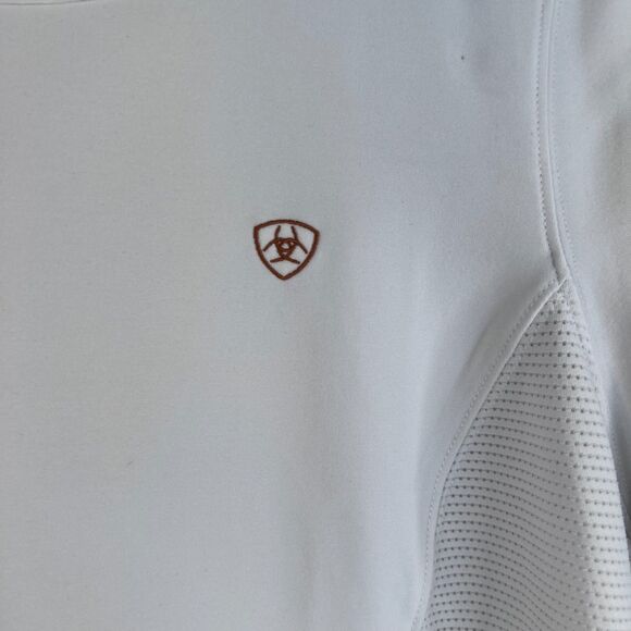 Ariat White Mesh Short Sleeve Athletic Active Top Tee Basic Neutral Size Large - Picture 7 of 11